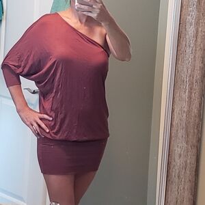 One-shoulder mini dress. Rust color. Size small/medium.